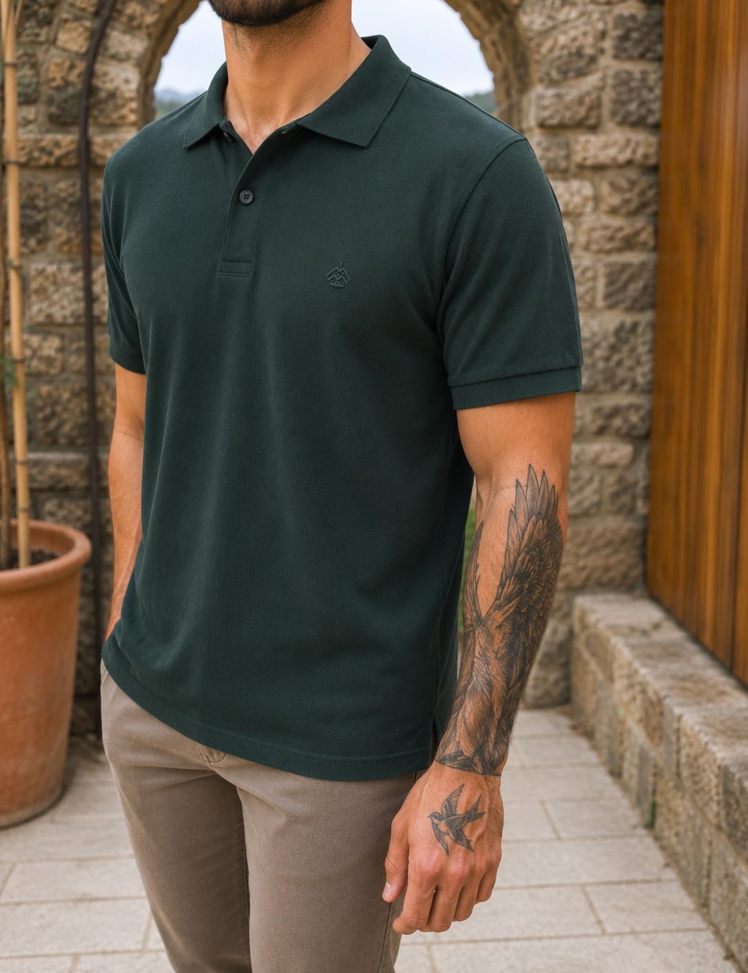 Origin ανδρική κυπαρισσί πικέ Polo μπλούζα Plus Size 252717K